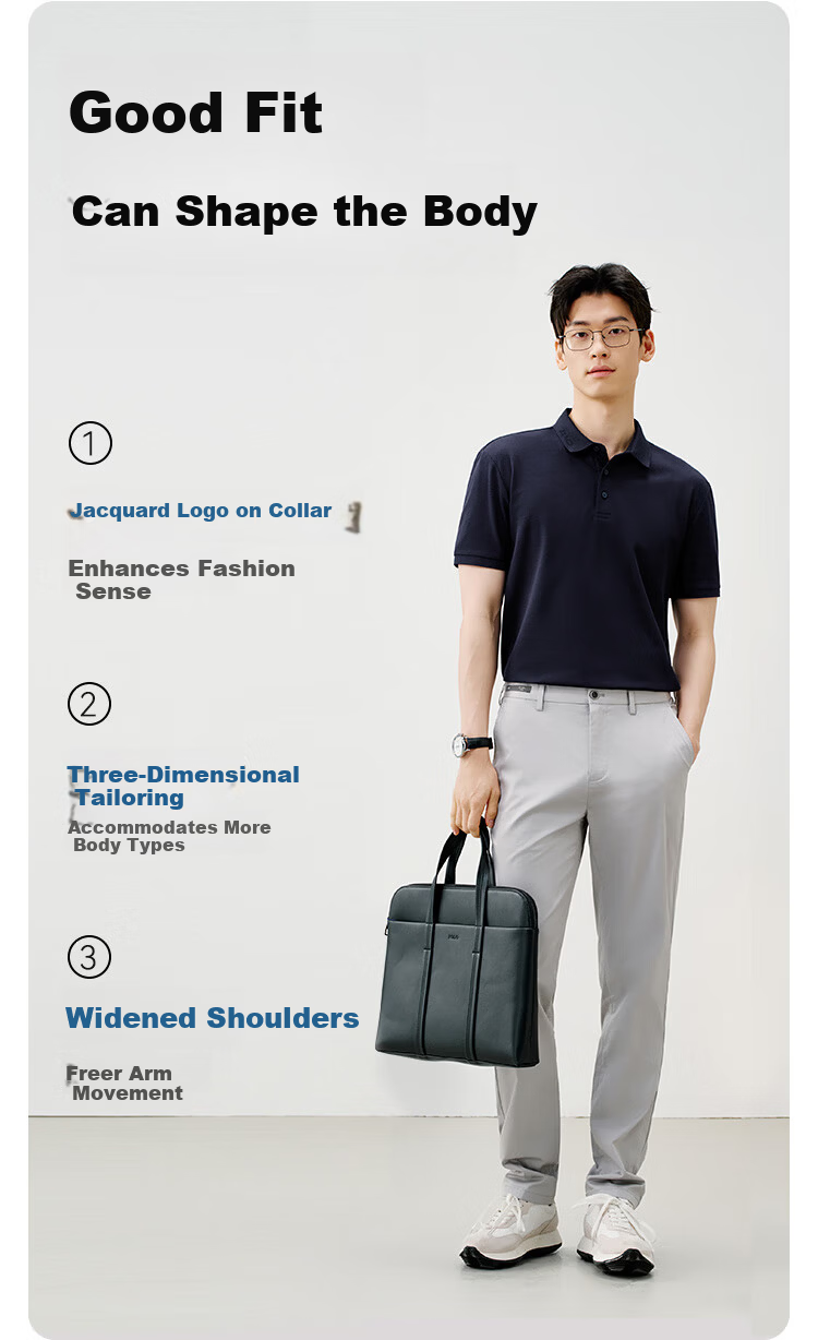 JD Jingzao 100-Count Premium Men's Polo Shirt Non-Iron Short Sleeve Summer T-Shirt Gift Lake Blue XXL 9