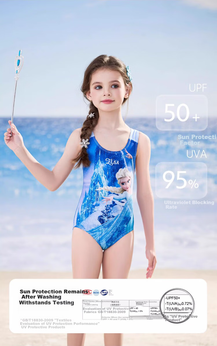 Disney Girls' Toddler One-Piece Professional Training Swimsuit 3-6 Years Old Swimming Set D35207 Elsa Princess Purple Size 110 3