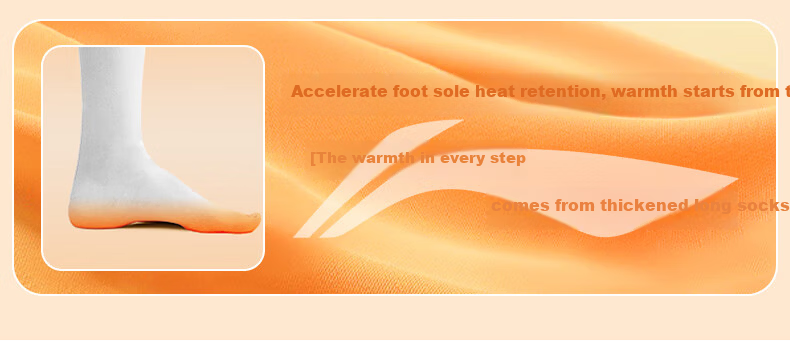 Li-Ning Wool Socks Unisex Winter Thermal Insulated Mid-Calf Heated Terry Sports Socks 7