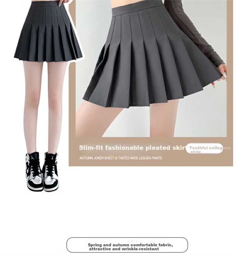 Langsha Pleated Skirt Women Spring 2026 New High Waist Slimming College Style A-Line Mini Skirt Petite JK Suit Short Skirt 5