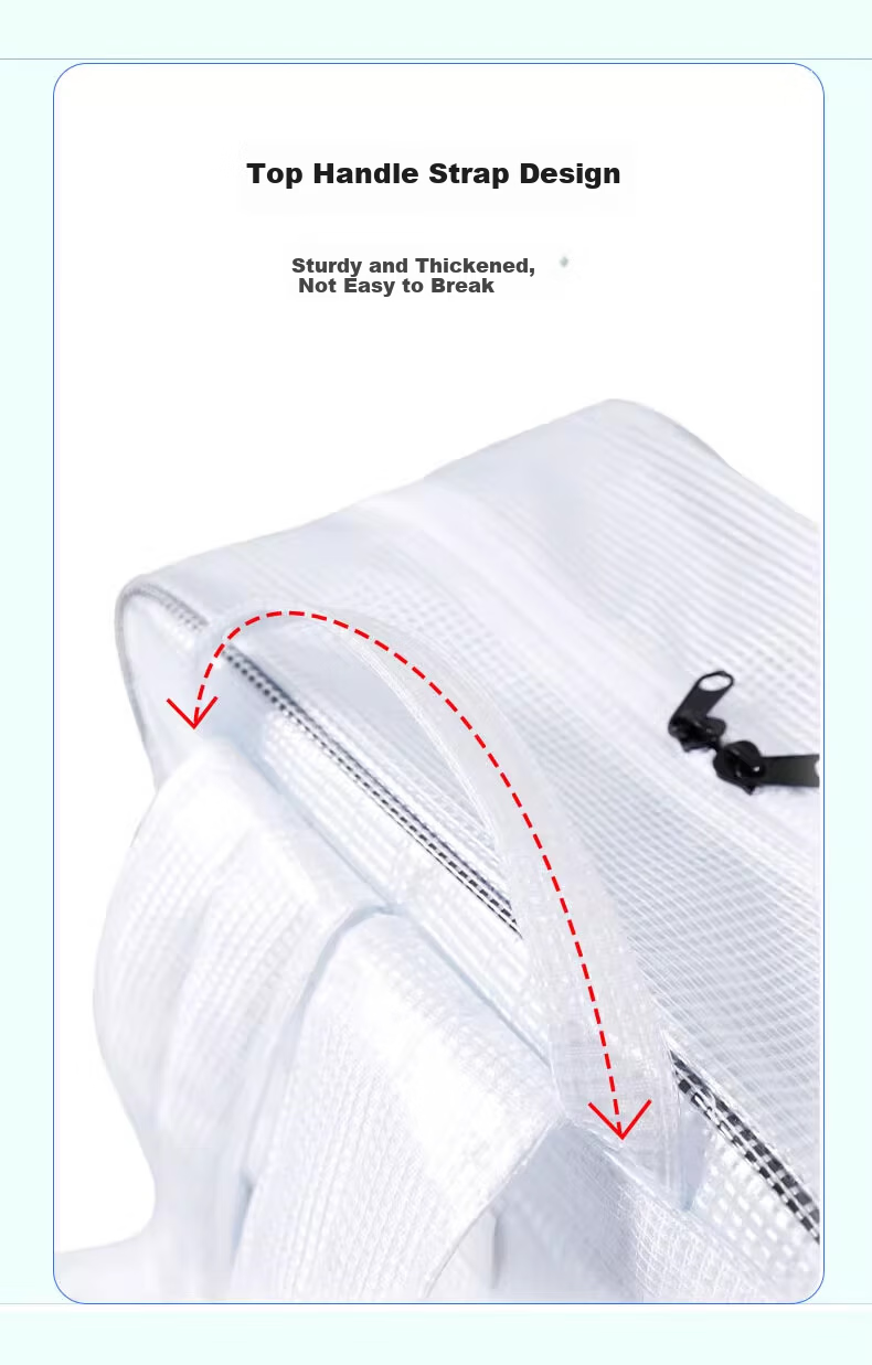 BAIGE Full PVC Dust-Free White 17-Inch Small White Mesh Dust-Free Room Workshop Storage Transparent Backpack Tool Bag 7