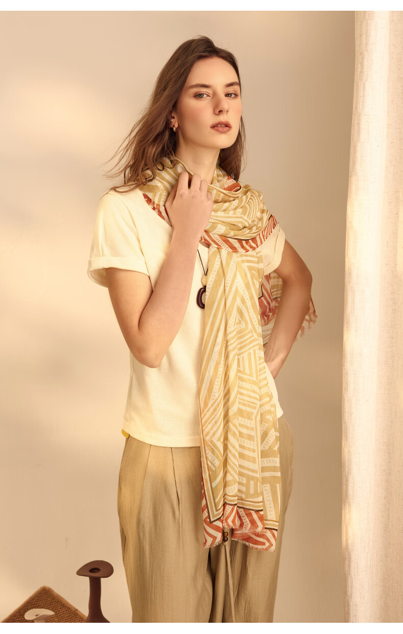 ELLE Modal Vintage French Elegant Silk Scarf Women's Spring Summer Shawl Gift for Mom Wrap 24