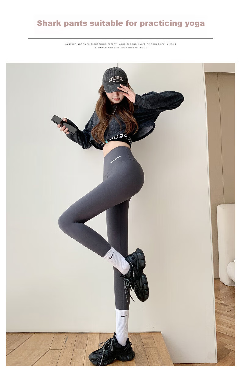 LangSha Women's Shark Pants Spring 9/10 Length Slim Fit Fitness Yoga Sports Leggings 2025 New Tight Bottoms 14