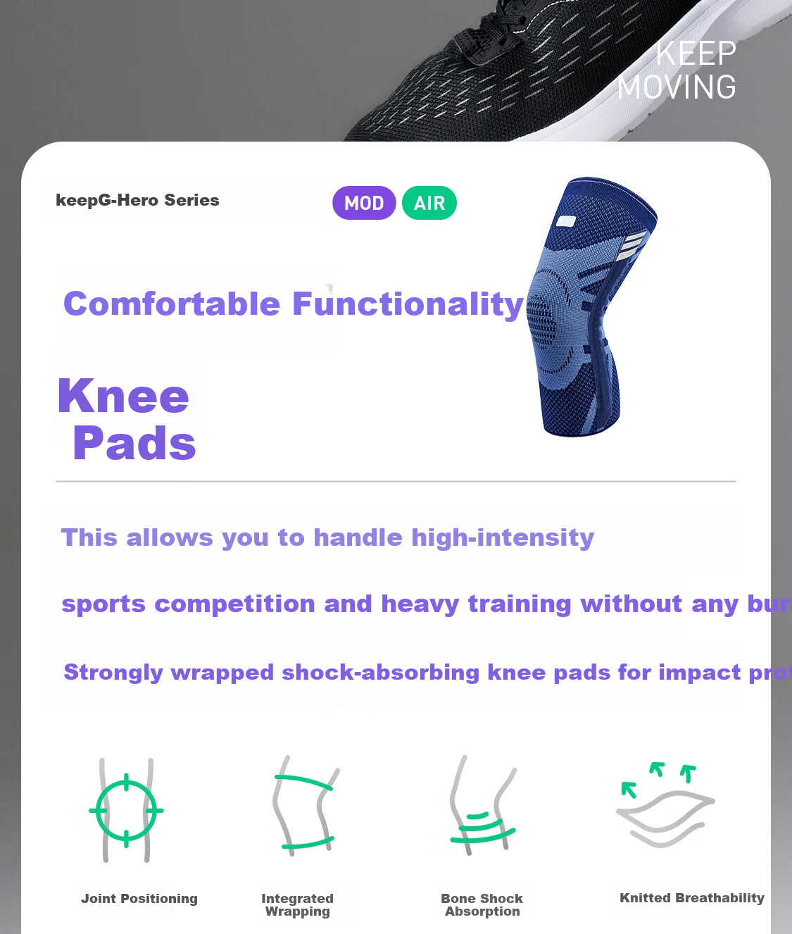 Keep Cushioned Comfortable Functional Knee Brace Meniscus Protection Running Badminton Basketball Breathable Synovitis Support 6