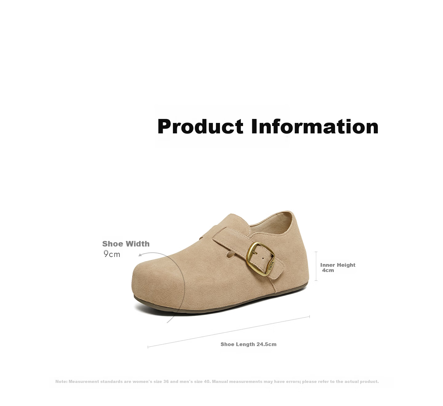 TATA Chestnut Boken Women's Spring Fashion Versatile Deep Mouth Shoes with Height Increase Apricot Color Size 39 17