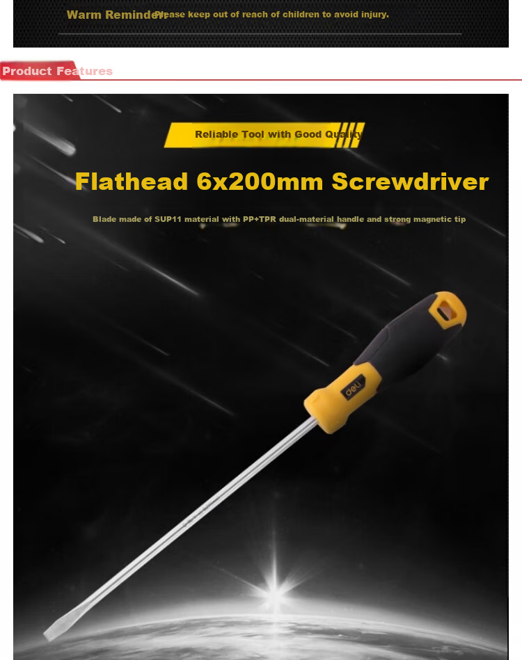 Deli Tool Flathead Screwdriver 6x200mm DL6362001 3