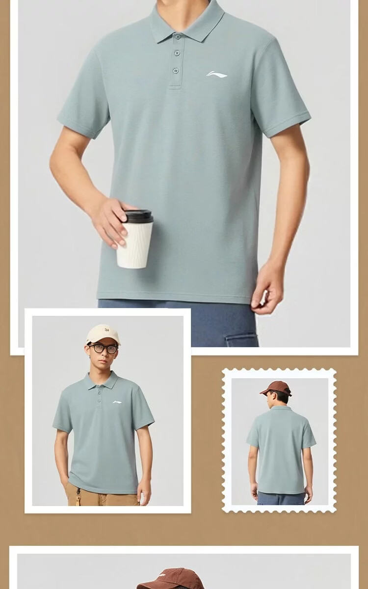 LI-NING Men's Lightweight Breathable Sports Polo Shirt Casual Classic Short Sleeve Top 6