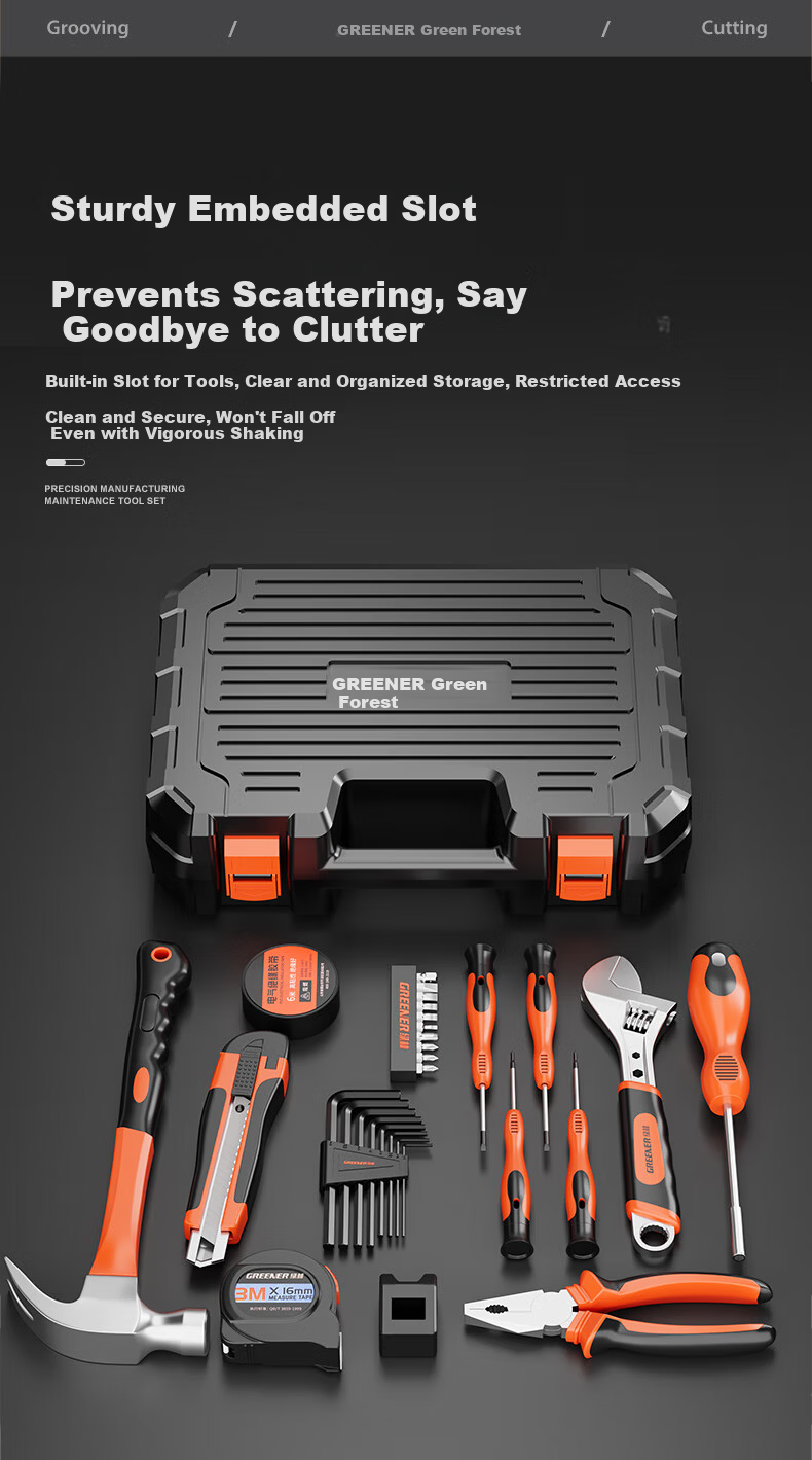 GREENER Household Toolbox Set Hardware Tool Kit Electrical Telecom Tools 42-Piece Set 4