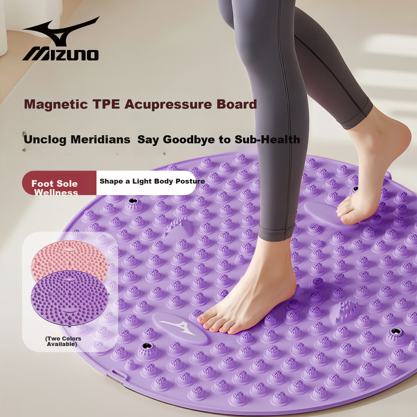 MIZUNO Acupressure Foot Massage Pad Foot Mat Meridian Therapy Toe Pressure Board C502 Purple Small Size