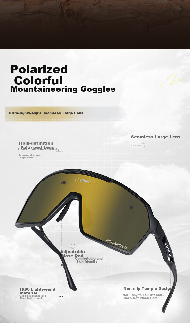 VOZAPOW Polarized Sunglasses for Hiking, Outdoor Sports Goggles, Windproof Cycling Fishing Sunglasses 2