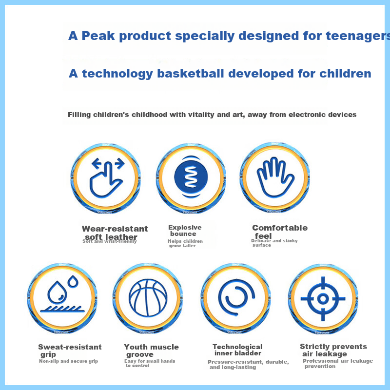 Peak Basketball Kids No.4 Indoor Outdoor Wear-Resistant Cement Court Ball for Preschool Elementary Youth Outdoor No.4