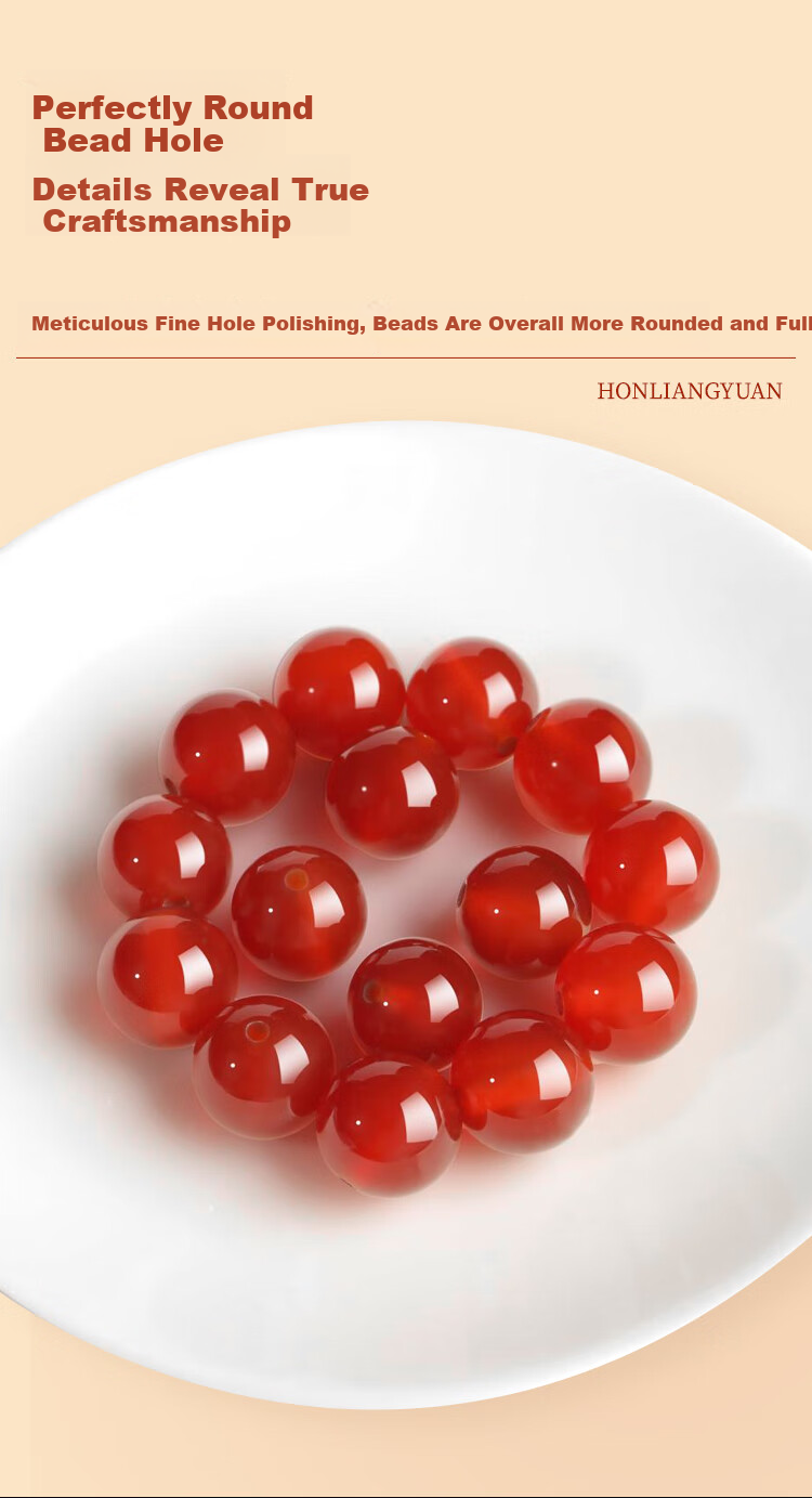 Hongliangyuan Natural Red Agate Bracelet Lucky Bead Buddhist Beads Birthday Gift Red Agate Crystal Bracelet Unisex 6mm 11