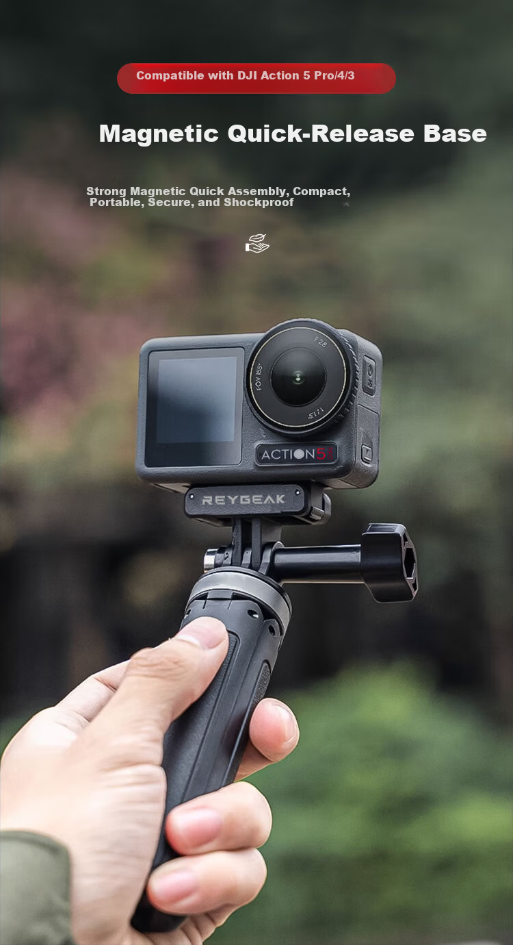 REYGEAK Lightweight Metal Cage Compatible with DJI Action 5 Pro, Action 4, and 3 - Full Protective Frame for Sports Camera Outdoor Vlog Photography Expansion Accessory 1