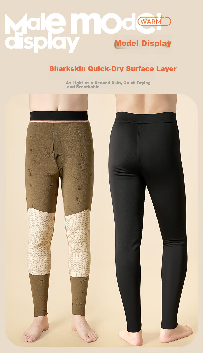 SNOWFLYING Men's Thermal Pants Wool Silk Knee Protection Thickened Fleece Lined Autumn Windproof Shark Motorcycle Slim Fit Pants 4