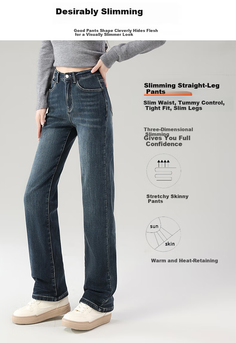 Jeanswest Women's Summer Trendy Straight-Leg Stretch Slim Fit Blue-Grey Cigarette Pants XL 6