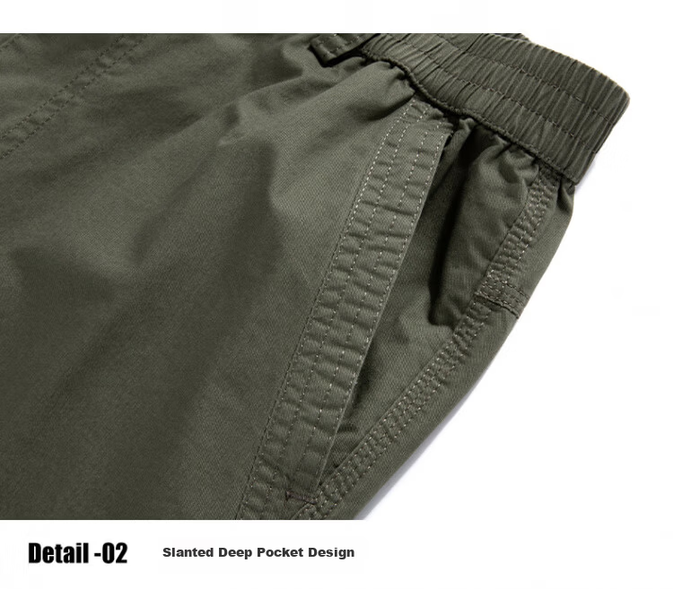 Romon Workwear Casual Cotton Shorts Men Summer Thin Elastic Waist Loose Straight Breathable Five-Point Pants Gray Green XL 15