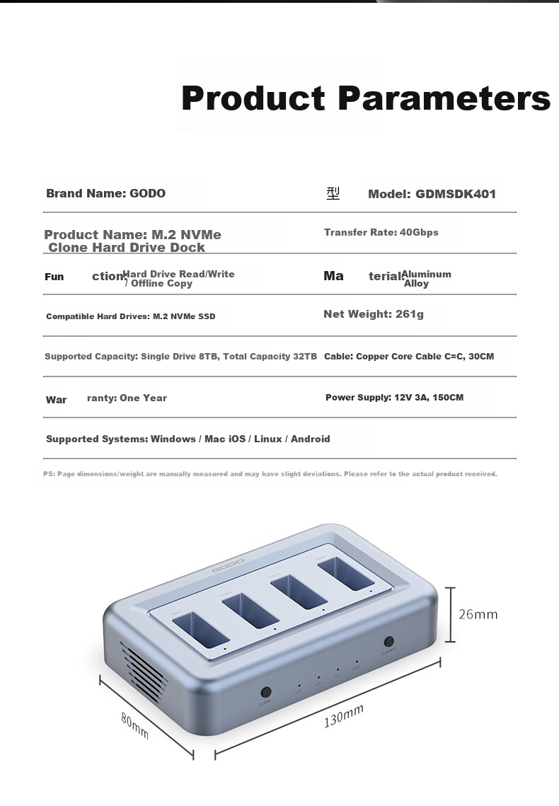 GODO System Cloning And Copying Machine, M.2 SSD Docking Station, Four-Bay NVMe Replication, One-To Thunderbolt 40Gbps 17