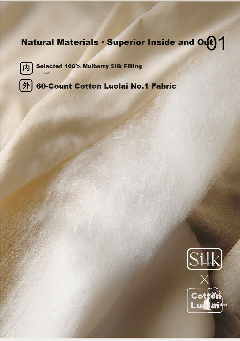 Luolai Home Textiles 100% Silk Quilt 60s Cotton A-Class Washable Mulberry Silk Mother-Child Quilt Approx. 6.8 Jin 2