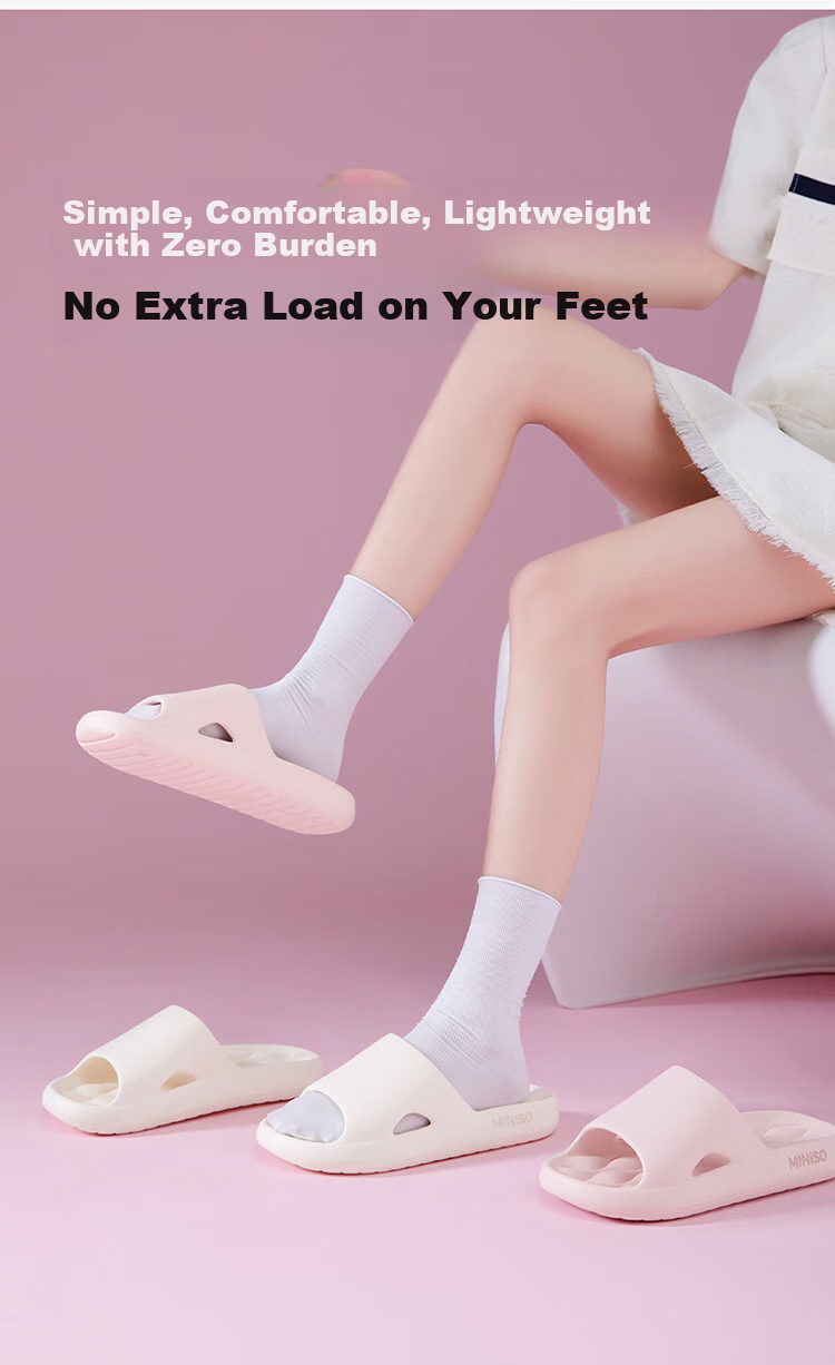 MINISO Women's Summer Slippers 2026 New Indoor Home Bathroom Antibacterial Deodorant Cool Slippers Men's Sky Blue Size 38-39 4