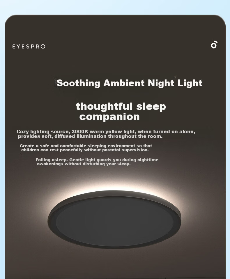 Haishibao Full Spectrum Eye Protection Ceiling Light 60W High Brightness for Children's Room Study Simple Fixture 15㎡ with Installation Included 10