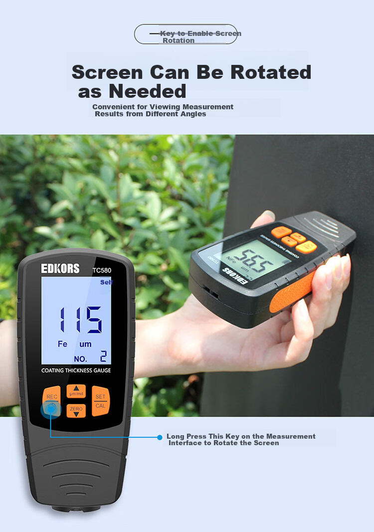 EDKORS Coating Thickness Gauge High-Precision Used Car Paint Thickness Meter Galvanized Layer Thickness Tester 8
