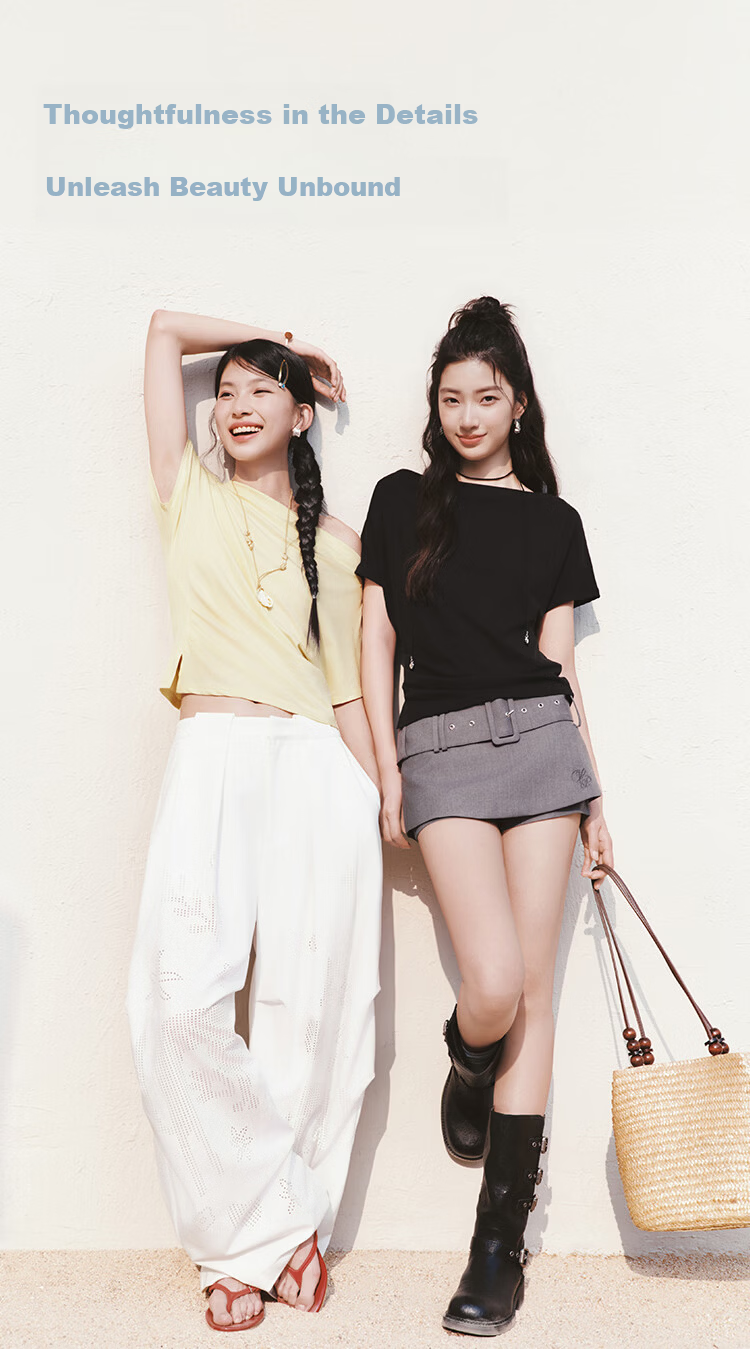 Semir Chen Duling Women's Short Sleeve T-Shirt 2026 Summer Crop Off-Shoulder Waist Slim Atmosphere Top 109326100005 6