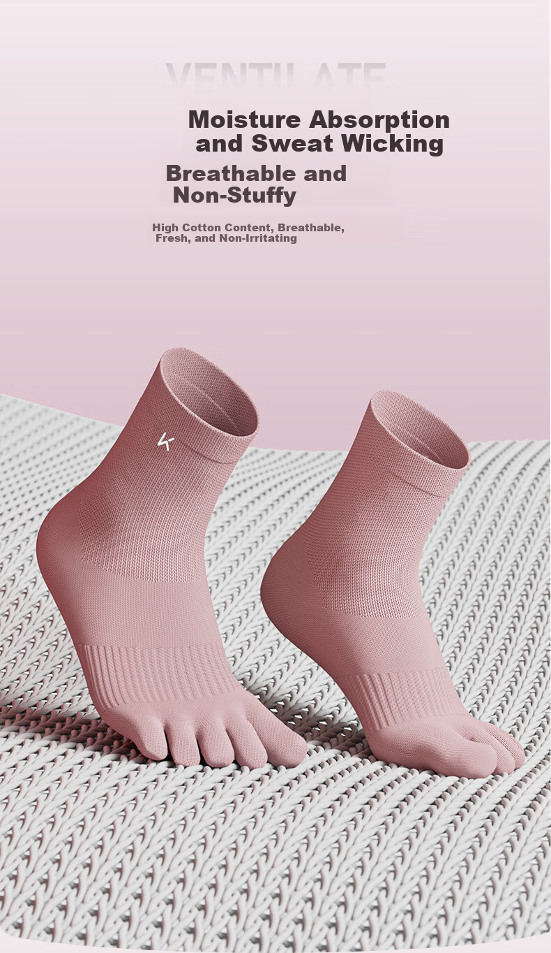 Keep Women's Five-Toe Non-Slip Yoga Socks Breathable Moisture-Wicking Indoor Fitness Dance Socks 10