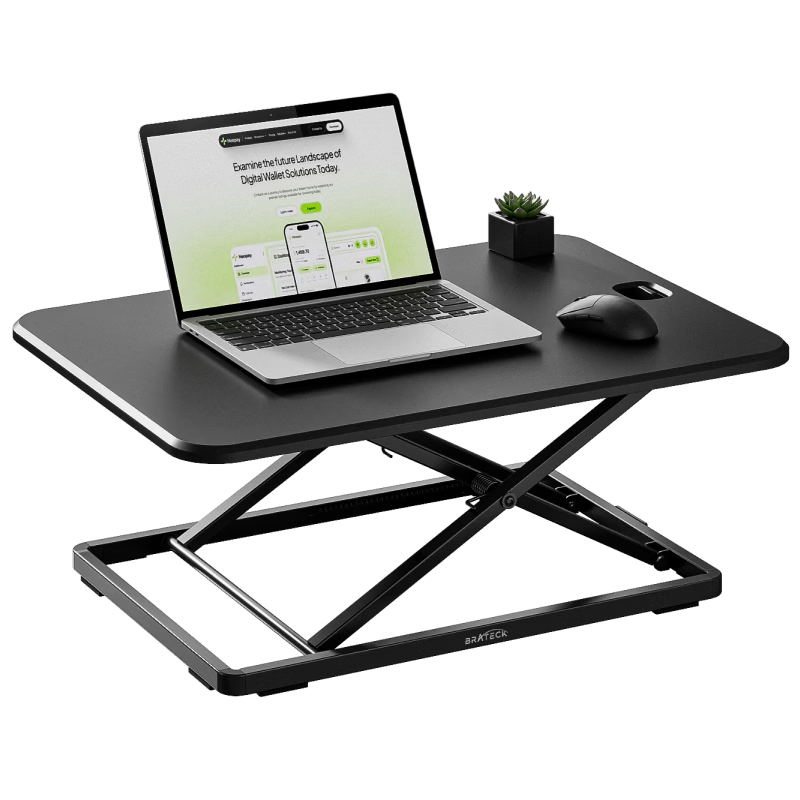 Brateck North Arc Height Adjustable Desk, Standing Office Work Riser Table, Standing Computer Lift Stand D250