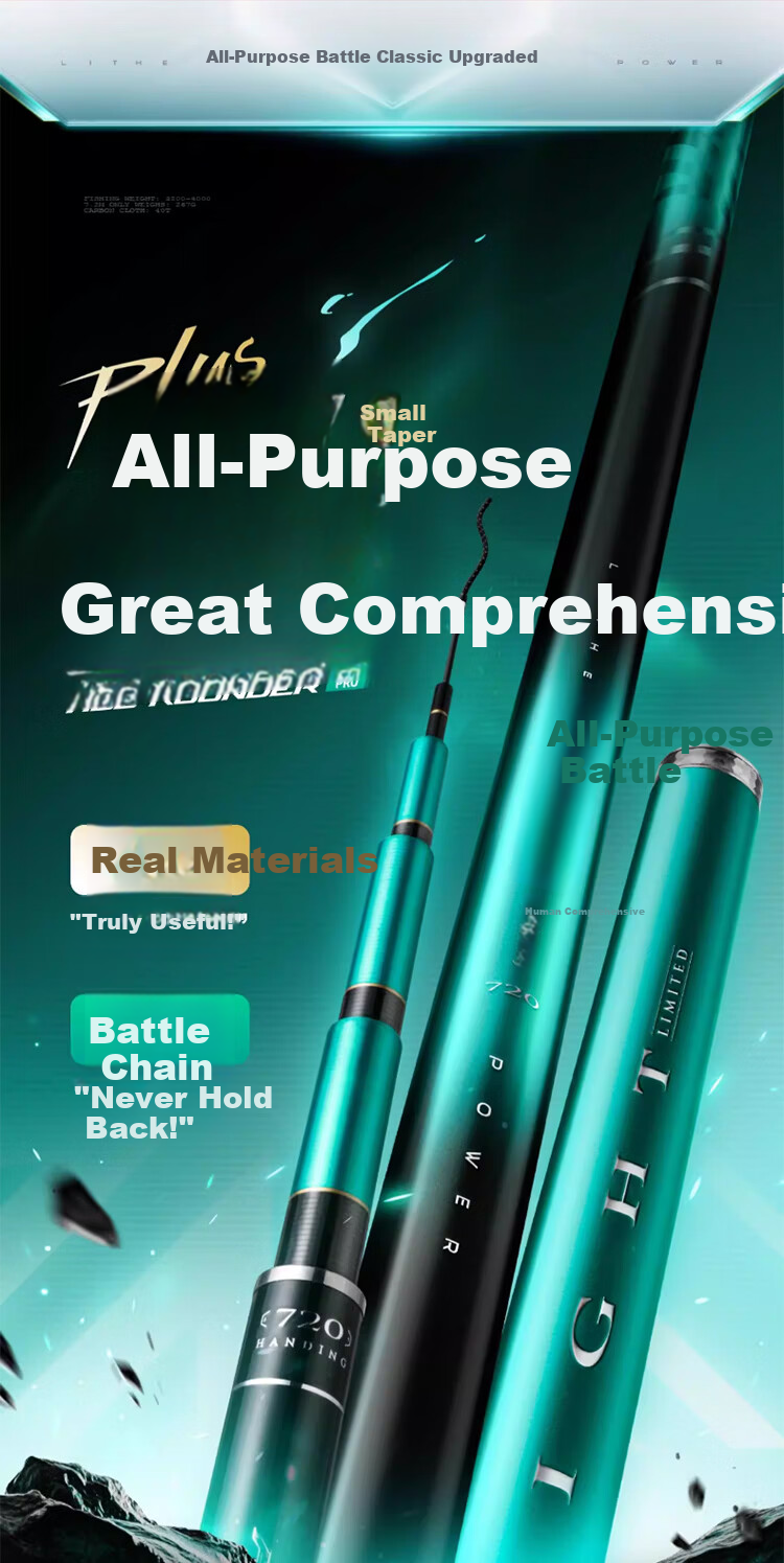 Handing Fish Rod All-Purpose Battle Plus Carbon Fiber Telescopic Fishing Rod Ultra-Light Hand Rod 7.2m 2