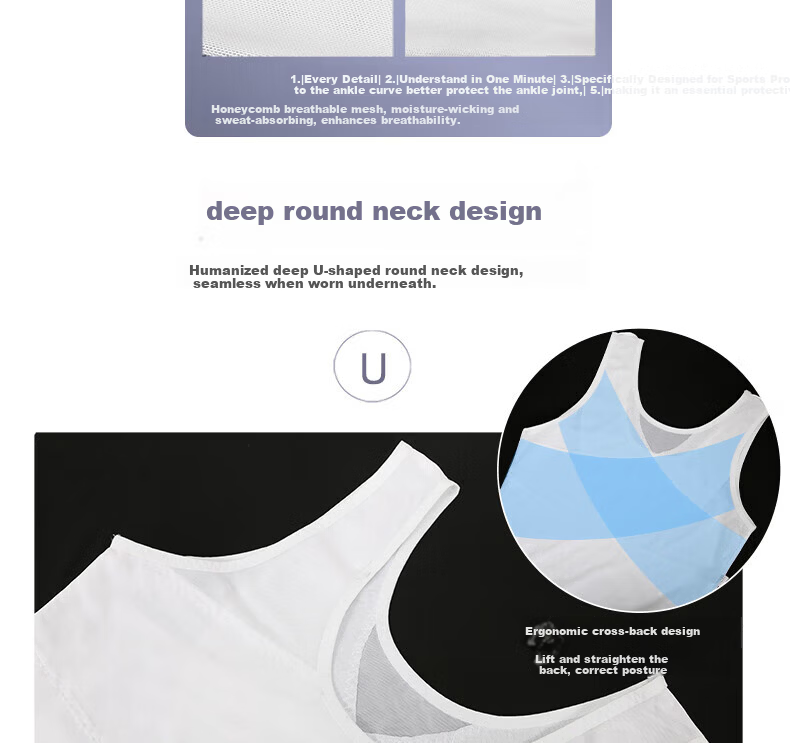 Langsha Men's Slimming Vest Ultra-Thin Abdomen Control Strong Chest Binder Invisible Body Shaper Tight Fit Slimming Top 31