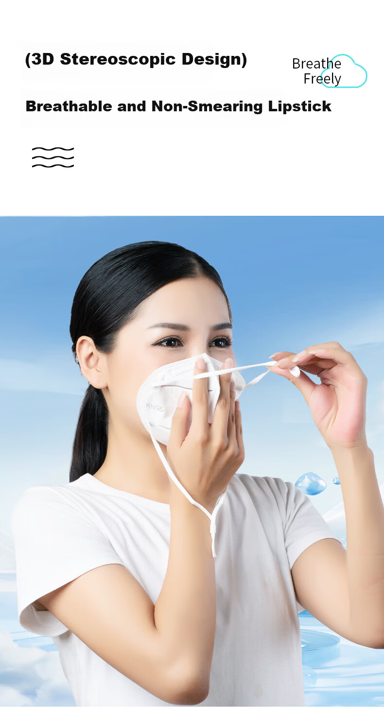 Leyoubaiyi KN95 Mask 50pcs Disposable 3D Dustproof Anti-Droplet Industrial Dust Haze Protection Double-Layer Meltblown Fabric Individually Packaged White 10