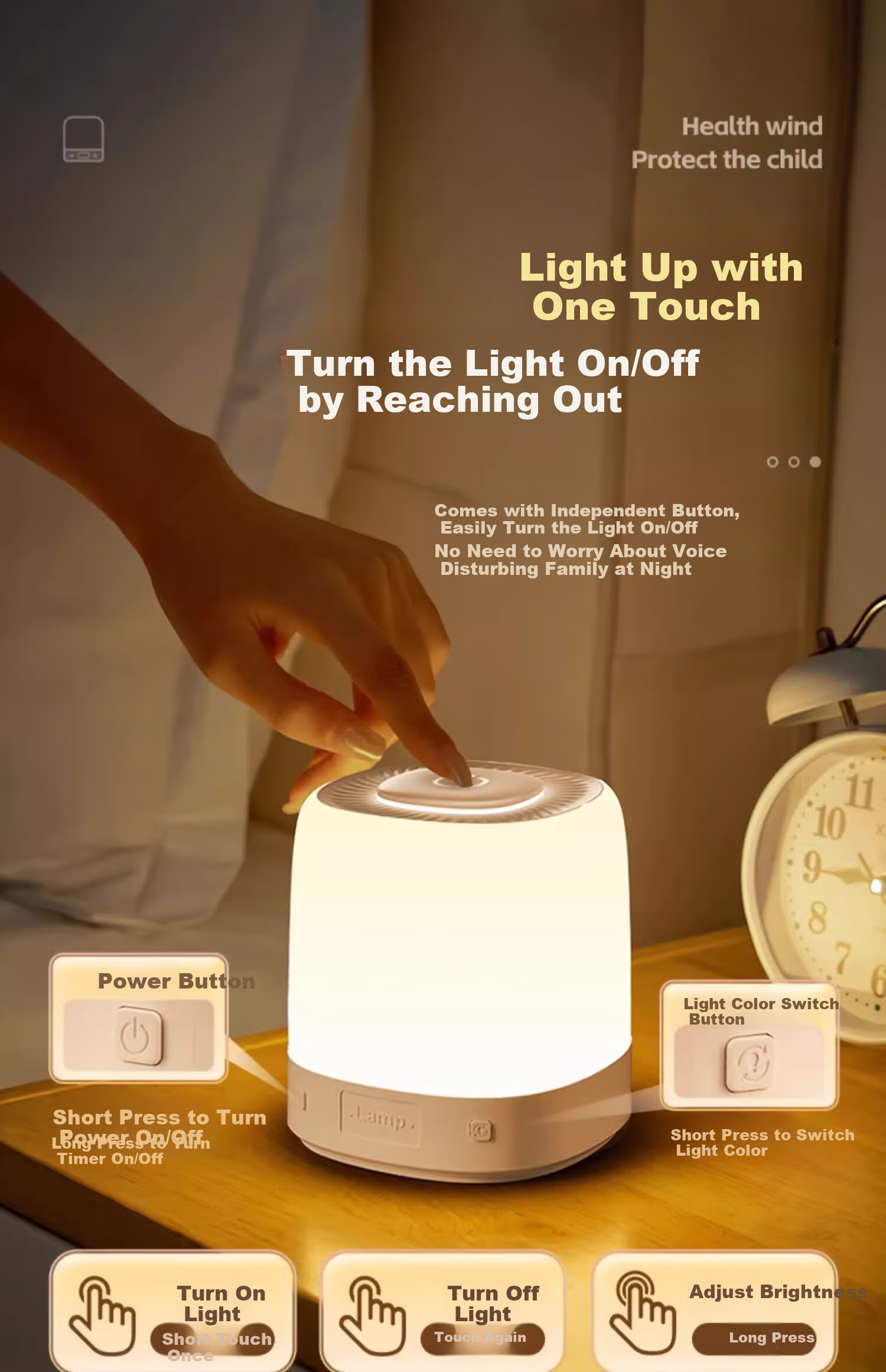 Wanhuo Voice-Controlled Smart Night Light Bedroom Sleep Lamp Bedside Table Lamp Baby Feeding Eye Protection 19