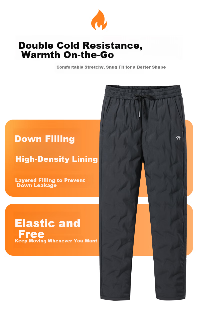 YAYA Men's Winter Thickened Waterproof Straight Down Pants, Fleece-Lined Warm Casual Outdoor Trousers 9915 3