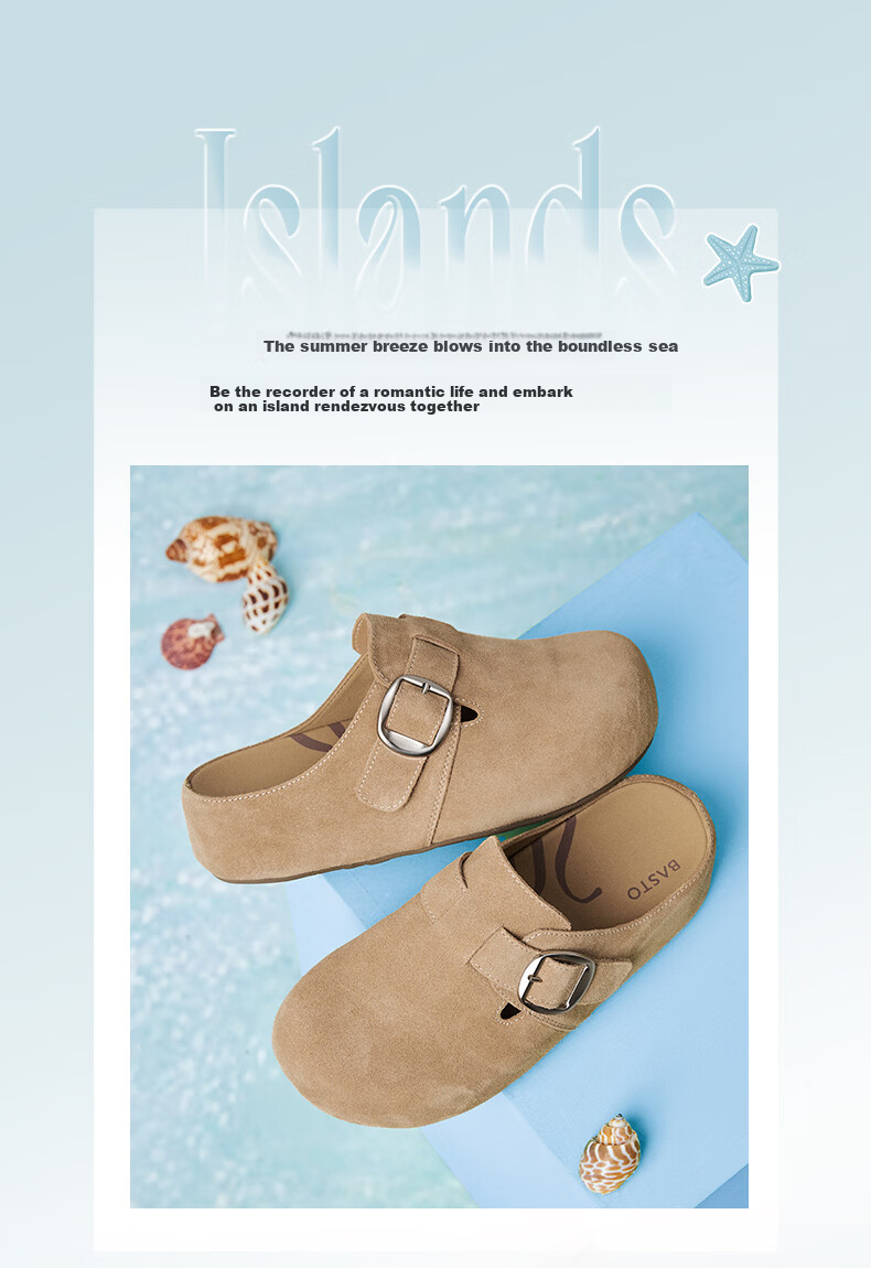 Basto Pistachio 2026 New Casual Closed-Toe Slip-On Thick-Soled Birkenstock Sandals, Women's Outdoor Slippers, Apricot Color, Thick Sole, Size 39 3
