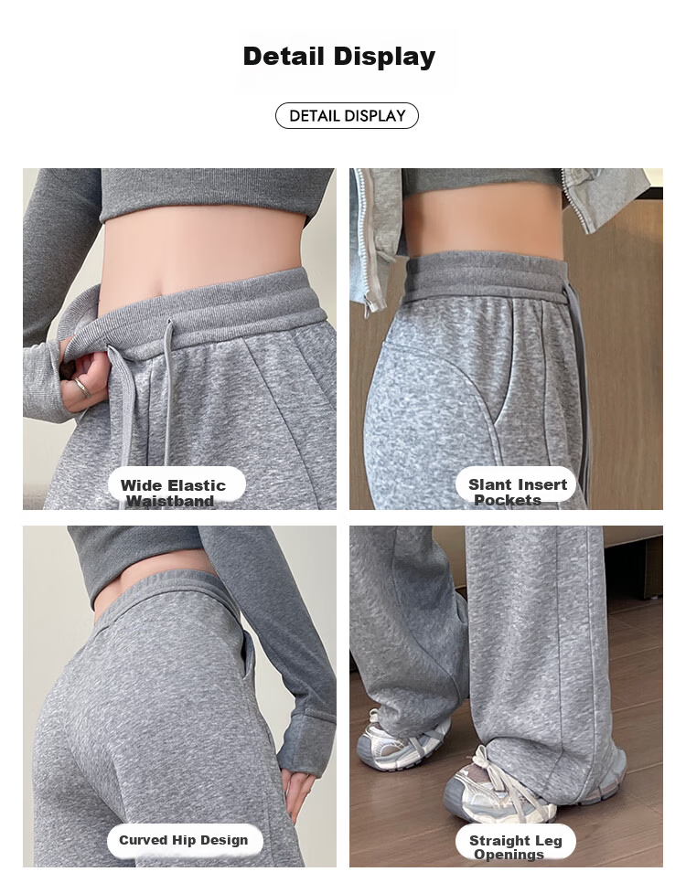 Free Style Wide-Leg Pants for Women Spring New Sports Sweatpants High Waist Slim Loose Draped Straight Casual Trousers 11