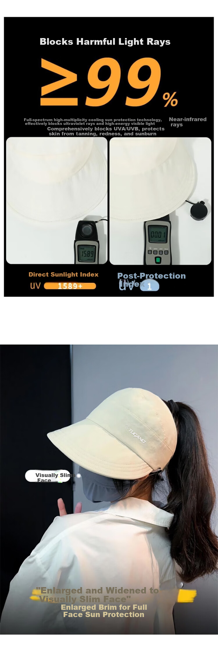 TUCANO Women's Summer Sun Protection Bucket Hat Open Top 2025 New Face-Slimming UV Protection Cap 4