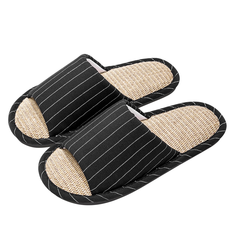 Soft Non-Slip Linen Slippers for Men Spring Summer Couples Indoor Home Antibacterial Deodorant Silent Floor Cotton Linen Slippers for Women