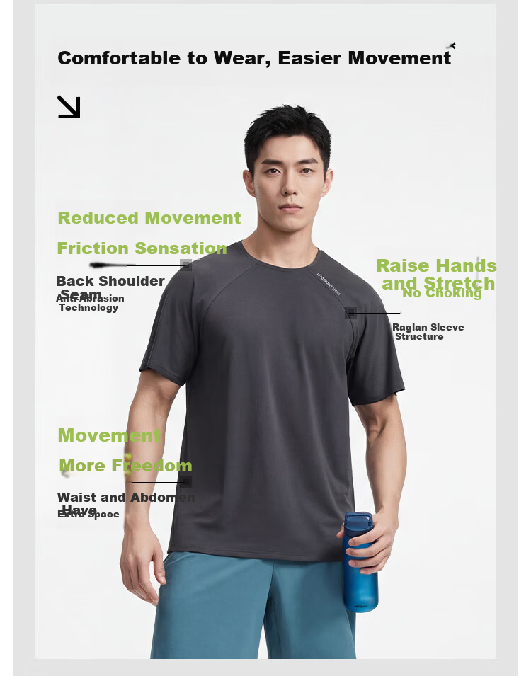 JD Jingzao New Sports T-Shirt Quick-Dry Summer Outdoor Running Fitness Training Short Sleeve Men Glacier Blue 2XL 11