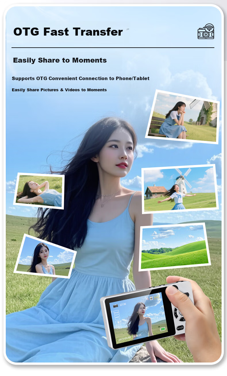 RUIZU T6 Student Digital Camera Soft Light Dual Lens Digital Camera [64MP Selfie] White 64GB Compact CCD Camera for Girls Campus Alternative 13