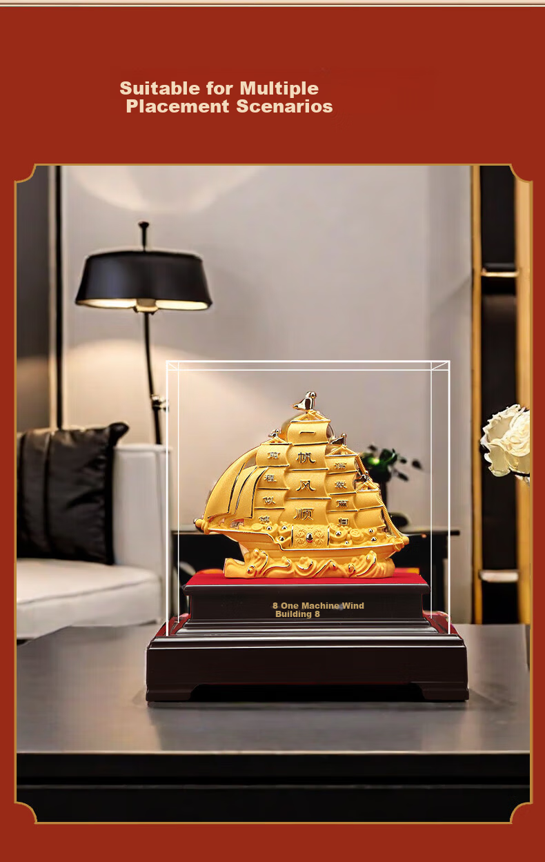HUI XUAN LI Fortune Gold Dragon Fish Ornament Velvet Gold Moving House Opening Gift Living Room Entrance Office High-End Decorative Item 10