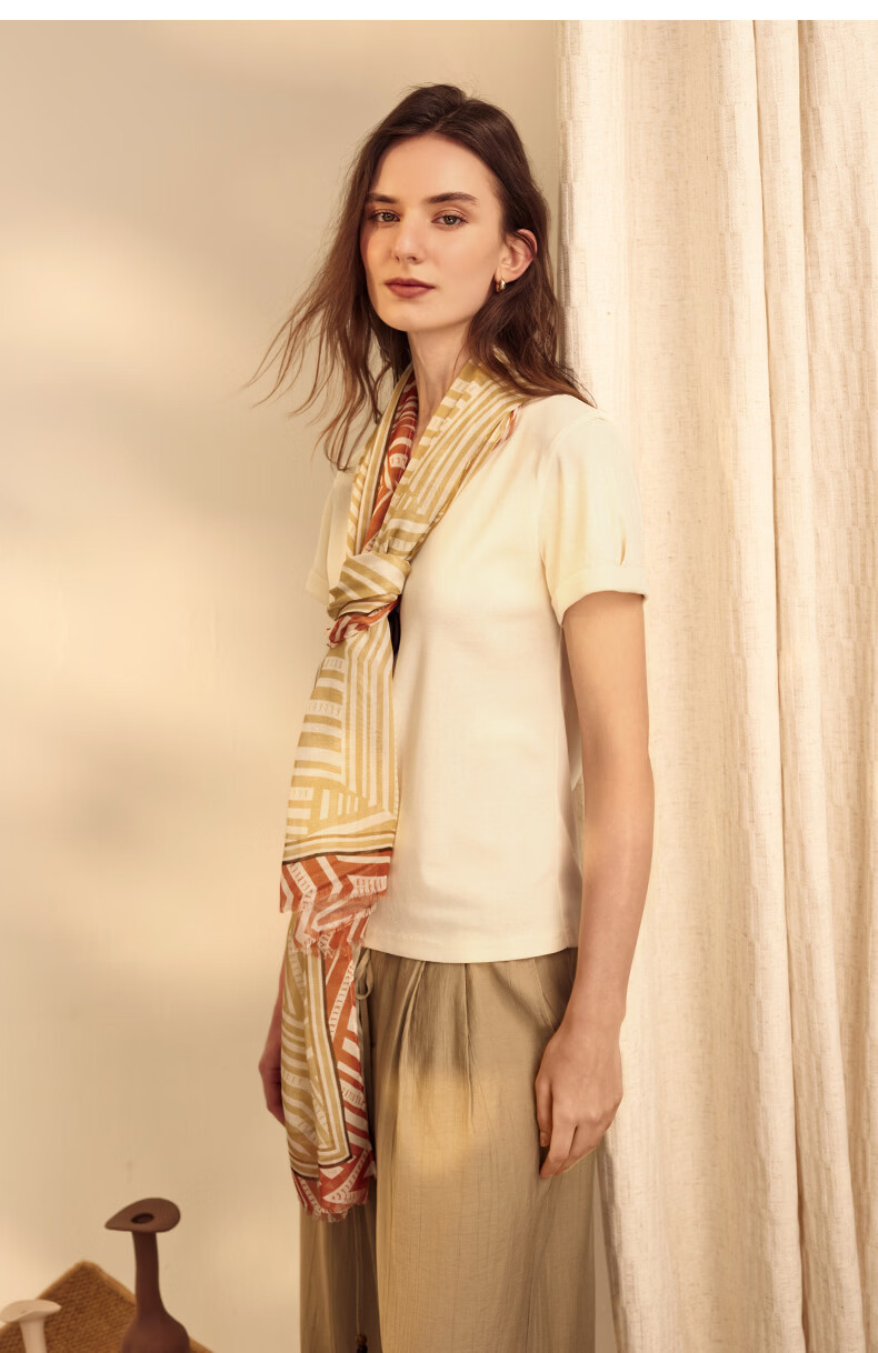 ELLE Modal Vintage French Elegant Silk Scarf Women's Spring Summer Shawl Gift for Mom Wrap 25