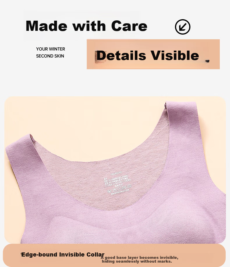 Urban Beauty Women's Thermal Fleece-Lined Thickened Heating Autumn Winter Vest with Built-in Bra U-Neck Base Layer Top 12