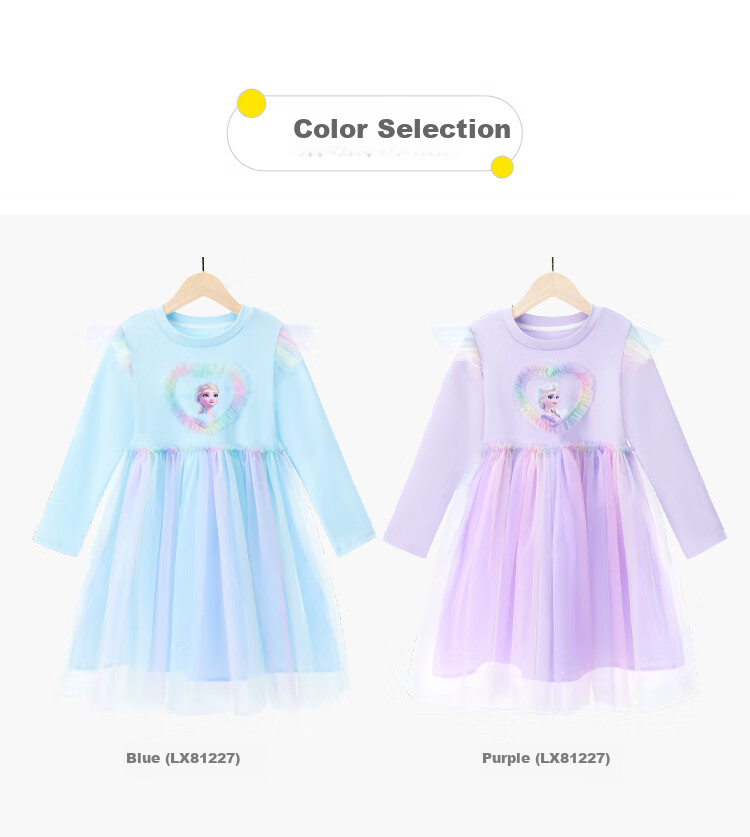 Disney Elsa Princess Dress Girls Spring New Children's Dress Autumn Princess Dress LX81227 Blue Size 130 9