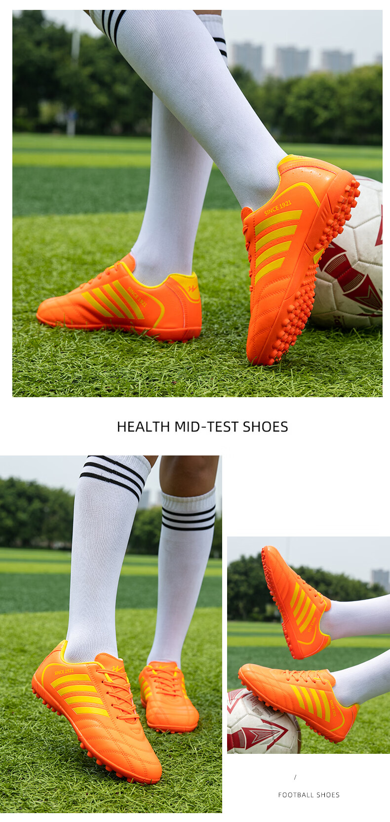 Shuangxing Men's Football Shoes Professional Adult Durable Lightweight Comfortable TF Soccer Cleats White Platinum 41 56