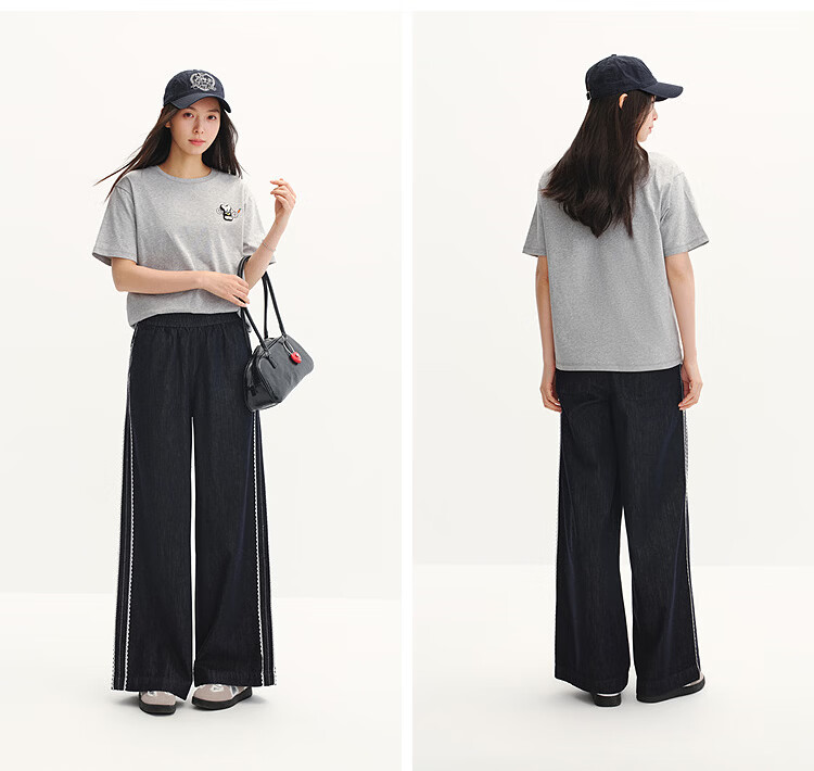 Semir BB Collaboration 100% Cotton Women's Short Sleeve T-Shirt 2026 Summer Breathable Loose Fit Crew Neck Top 109326100021 42