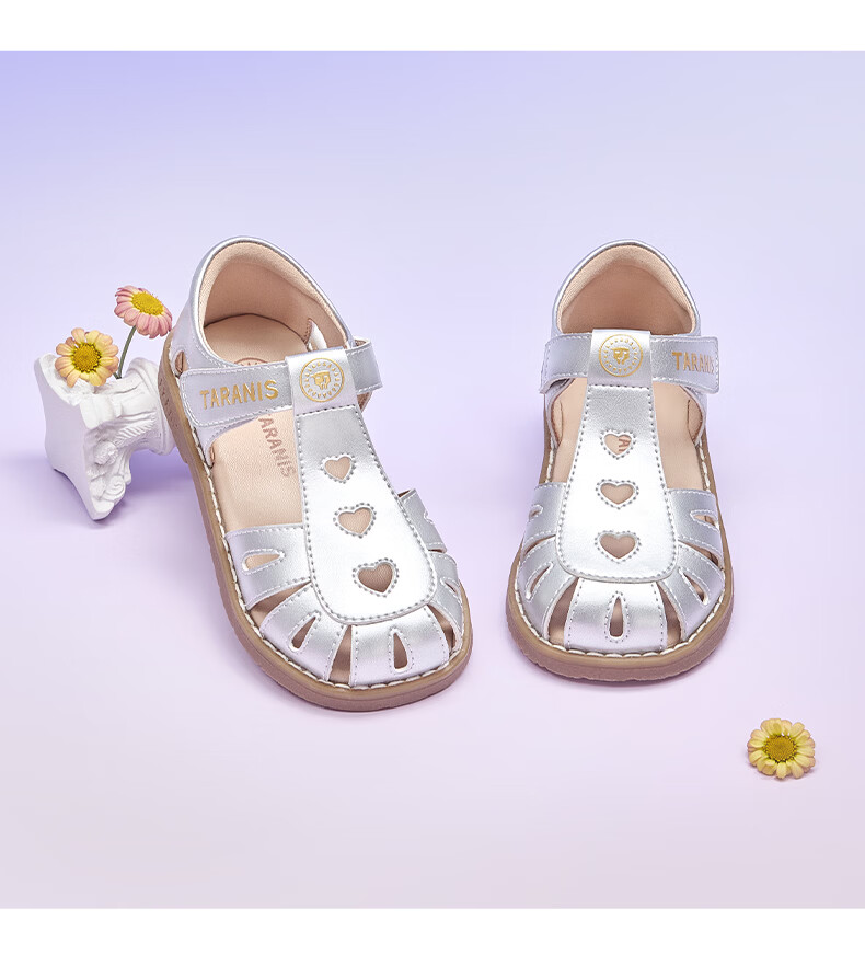 TARANIS Kids Princess Sandals Summer New Girls Soft Sole Anti-Friction Fashion Versatile White Leather Shoes Size 29 7