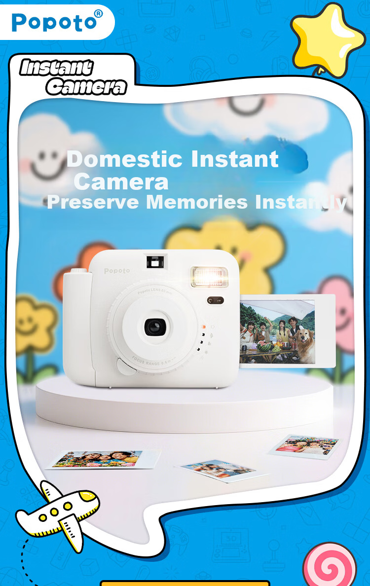 Popoto Mini X Instant Camera, One-Step Imaging Camera, Universal 3-Inch Film, Portable Travel-Specific, Birthday Gift for Girlfriend, Lavender Purple Standalone Device 1