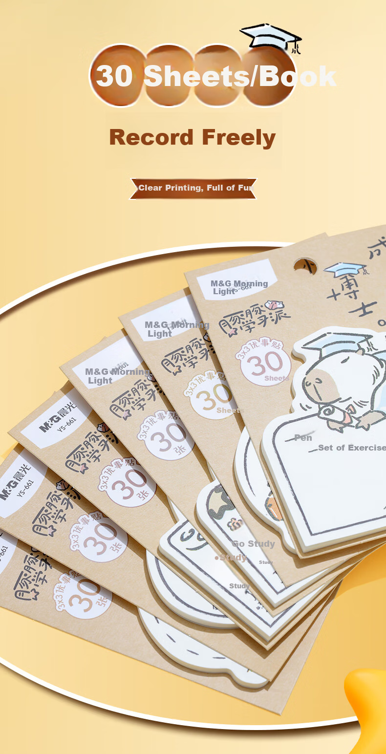 MASMARCU Morning Light Stationery Alice Sticky Notes 30 Sheets Adhesive Memo Pads Cartoon Student Note Stickers 1 Random Notebook YS0296 Exam Essential 7