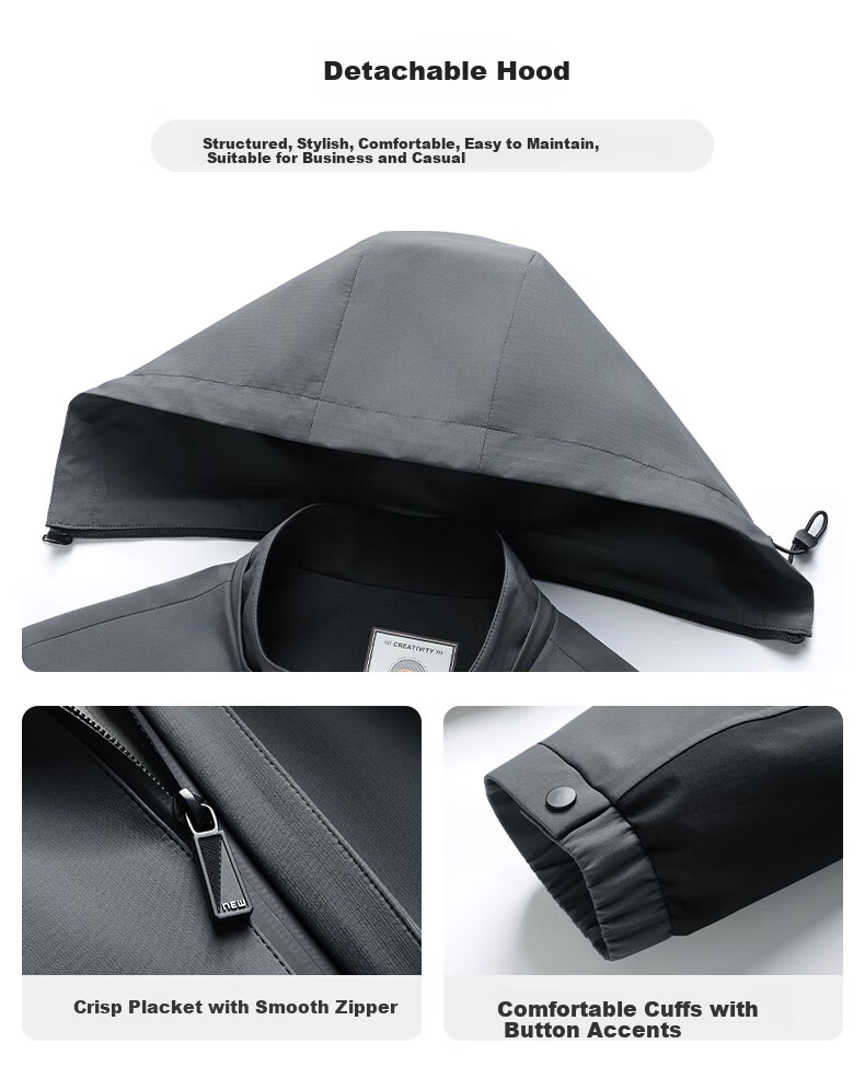 Shanshan Anti-Wrinkle Men's Jacket Spring and Autumn New Business Casual Short Workwear Hooded Coat for Middle-aged and Young Fathers 3