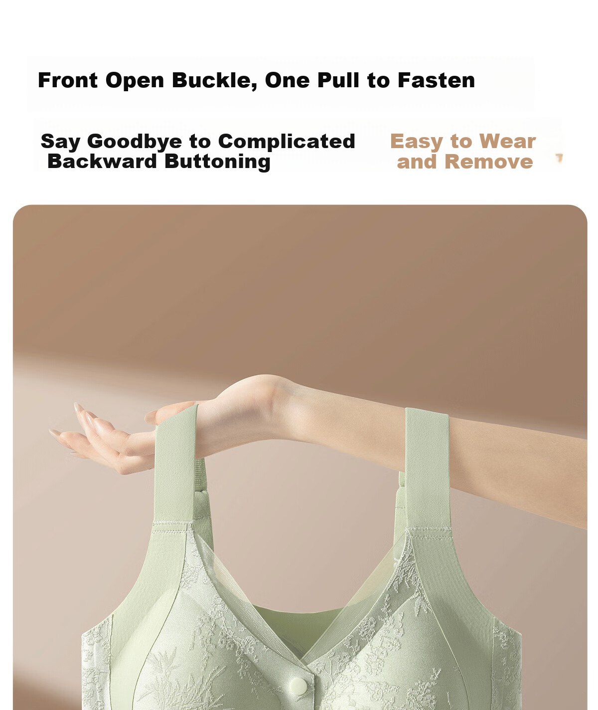 GRACEWELL Women's Embossed New Chinese Style Jacquard Mom Bra Wireless Front Closure Skin L 10